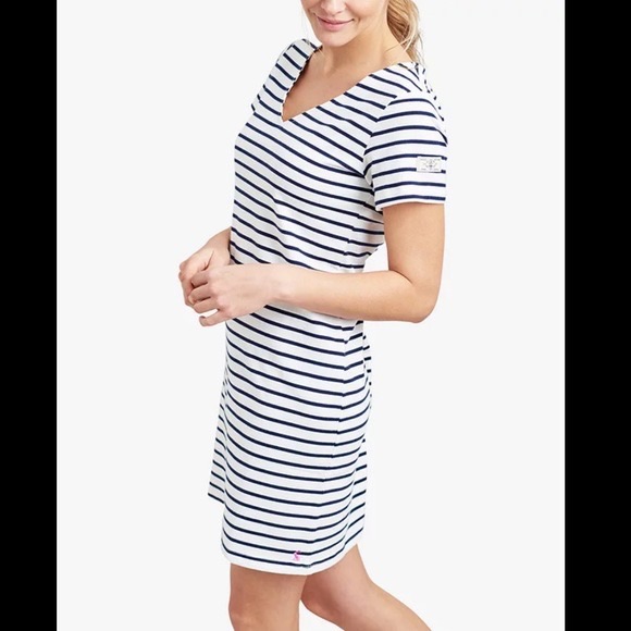 Joules Striped Just Above The Knee Dress